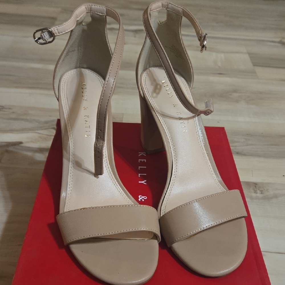 Kelly & Katie Beige Ankle Strap Heels
